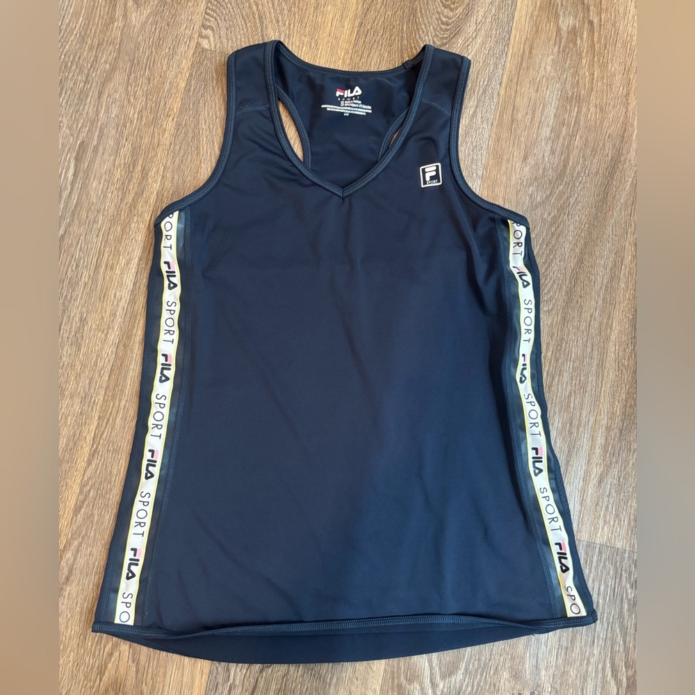 Fila Sport Racerback Tank Top Midnight Blue Logo Athletic Womens Small